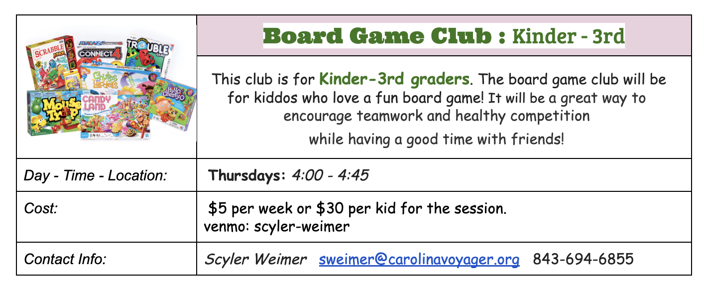 Clubs and Activities | Carolina Voyager Charter School